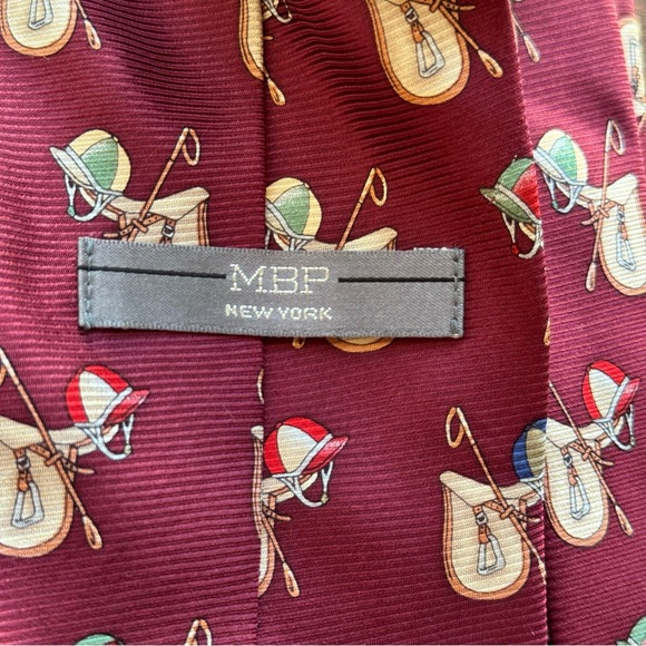 Men’s Equestrian Saddle Tack Horse Mallet 100% Silk Tie Neckwear MBP Preppy - Picture 4 of 5